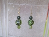 Green Dangle Bead Earrings